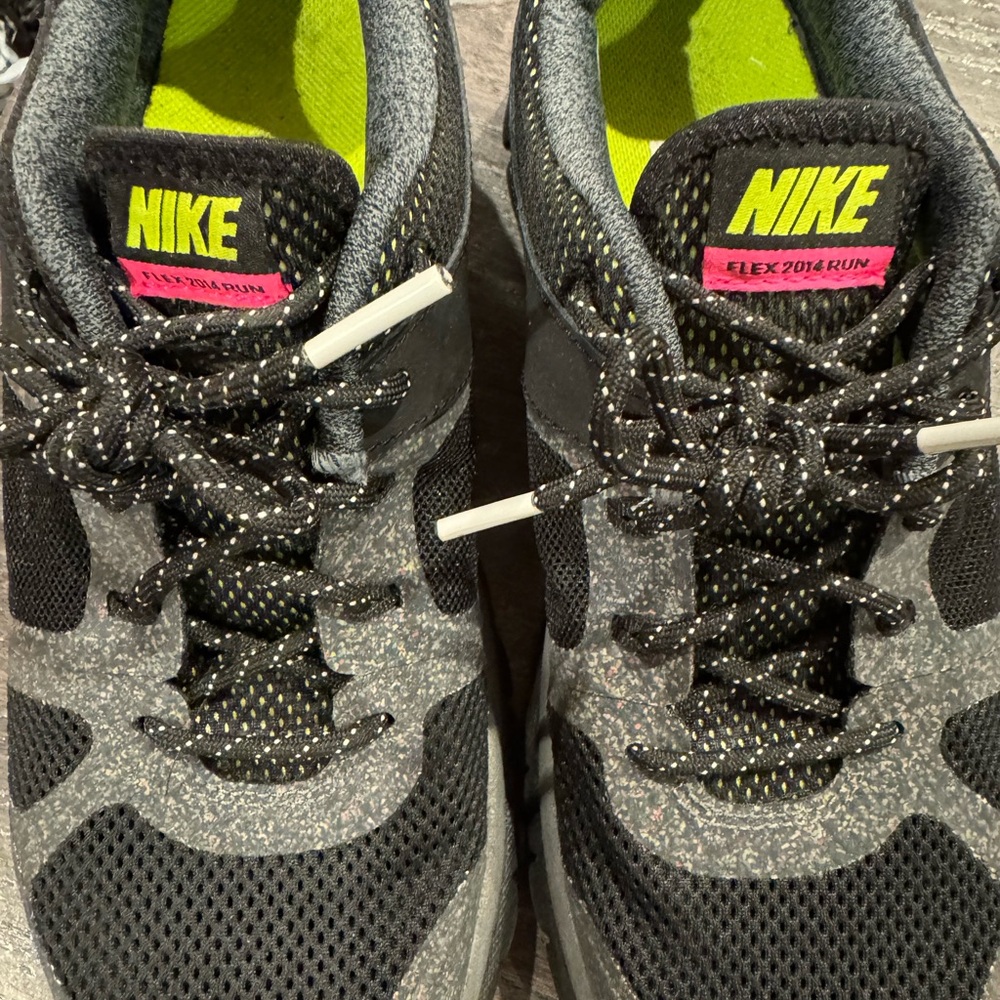 Nike Flex 2014 Run Black and Gray with Neon Accents